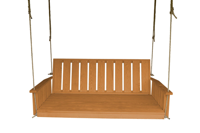 a&l pressure treated pine 75" wingate swingbed oak stain with rope kit
