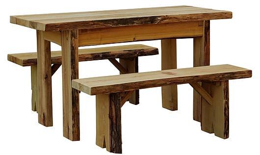 A&L Furniture Co. Blue Mountain 5' Autumnwood Amish Handmade Locust Table with 2 - 5' Wildwood Benches - LEAD TIME TO SHIP 10 BUSINESS DAYS