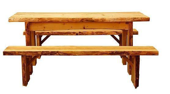 A&L Furniture Co. Blue Mountain 6' Autumnwood Amish Handmade Locust Table with 2 - 6' Wildwood Benches - LEAD TIME TO SHIP 10 BUSINESS DAYS