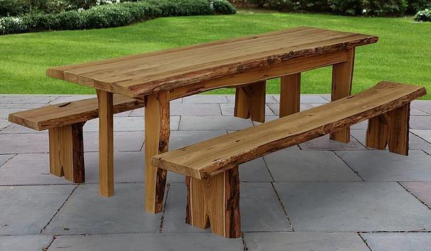 A&L Furniture Blue Mountain Collection 8' Autumnwood Table with 2 - 8' Wildwood Benches - LEAD TIME TO SHIP 10 BUSINESS DAYS