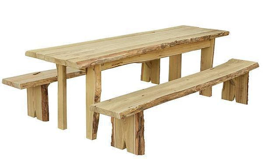 A&L Furniture Blue Mountain Collection 8' Autumnwood Table with 2 - 8' Wildwood Benches - LEAD TIME TO SHIP 10 BUSINESS DAYS