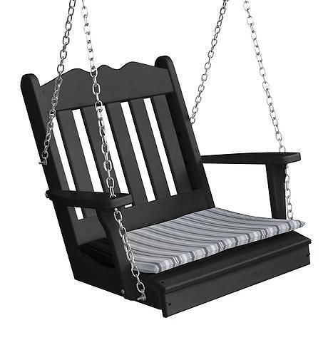 Bryton Park Poly Furniture Amish Made Recycled Plastic Royal English Single Porch Swing - LEAD TIME TO SHIP 10 BUSINESS DAYS