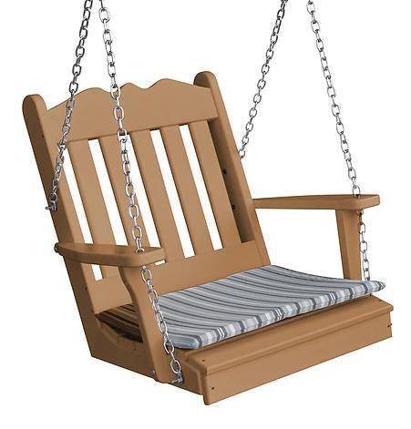 Bryton Park Poly Furniture Amish Made Recycled Plastic Royal English Single Porch Swing - LEAD TIME TO SHIP 10 BUSINESS DAYS