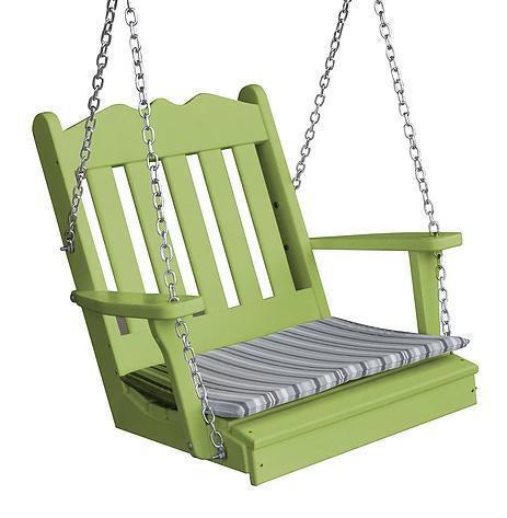 Bryton Park Poly Furniture Amish Made Recycled Plastic Royal English Single Porch Swing - LEAD TIME TO SHIP 10 BUSINESS DAYS