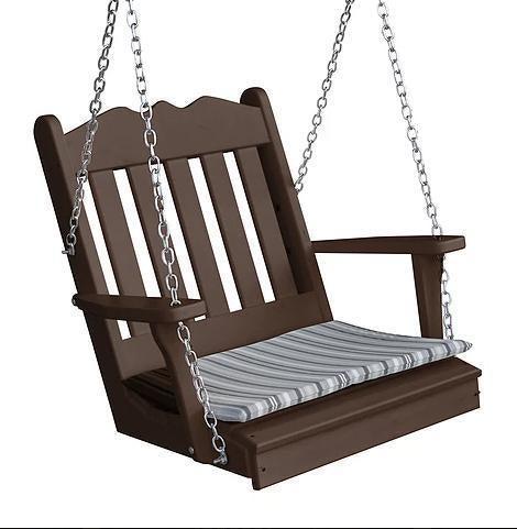 Bryton Park Poly Furniture Amish Made Recycled Plastic Royal English Single Porch Swing - LEAD TIME TO SHIP 10 BUSINESS DAYS