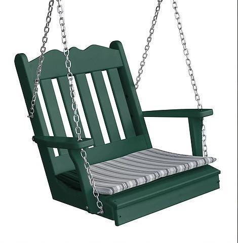 Bryton Park Poly Furniture Amish Made Recycled Plastic Royal English Single Porch Swing - LEAD TIME TO SHIP 10 BUSINESS DAYS