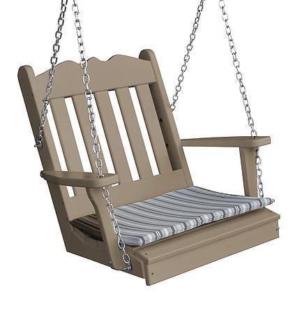 Bryton Park Poly Furniture Amish Made Recycled Plastic Royal English Single Porch Swing - LEAD TIME TO SHIP 10 BUSINESS DAYS