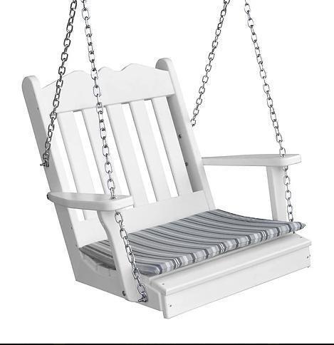 Bryton Park Poly Furniture Amish Made Recycled Plastic Royal English Single Porch Swing - LEAD TIME TO SHIP 10 BUSINESS DAYS