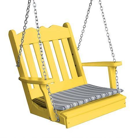 Bryton Park Poly Furniture Amish Made Recycled Plastic Royal English Single Porch Swing - LEAD TIME TO SHIP 10 BUSINESS DAYS