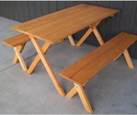 A & L Furniture Co. Yellow Pine 5' Economy Table with 2 benches  - Ships FREE in 5-7 Business days - Rocking Furniture