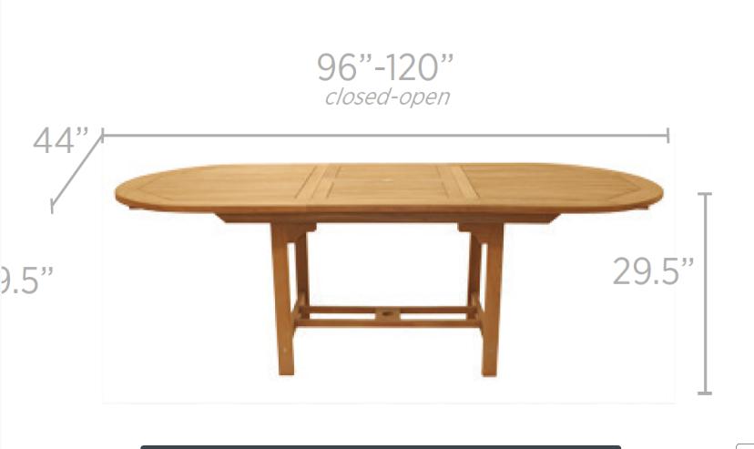 Royal Teak Collection 96/120 Outdoor Family Expansion Oval Patio Table - SHIPS WITHIN 1 TO 2 BUSINESS DAYS