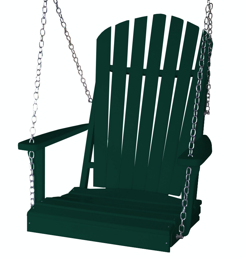 Bryton Park Poly Furniture Amish Made Recycled Plastic Single Adirondack Porch Swing - LEAD TIME TO SHIP 10 BUSINESS DAYS