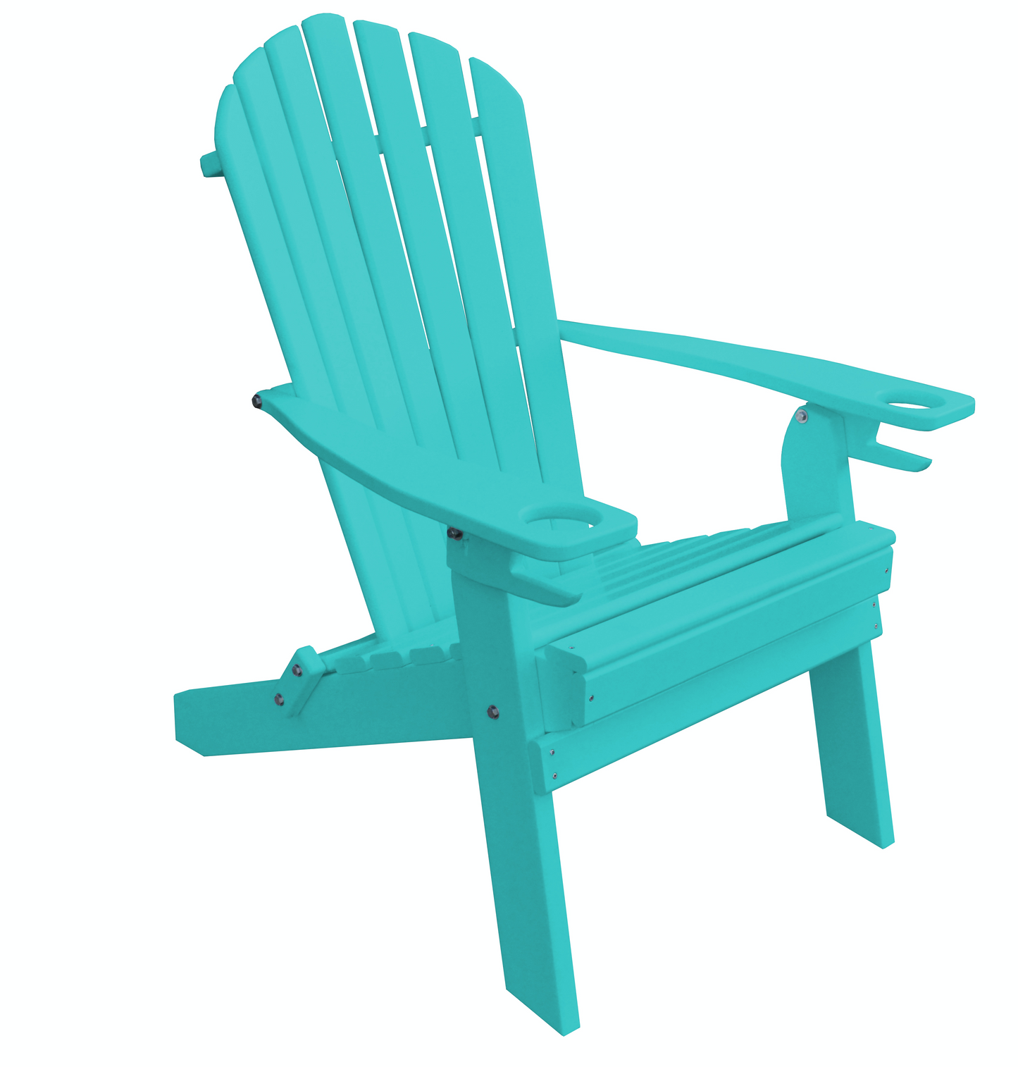 poly folding adirondack chair with cup holder and arm rest aruba blue