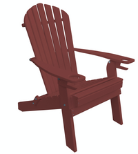 poly folding adirondack chair with cup holder and arm rest cherry wood
