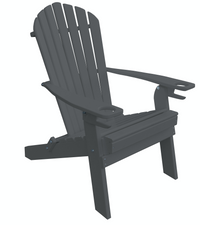 poly folding adirondack chair with cup holder and arm rest dark gray