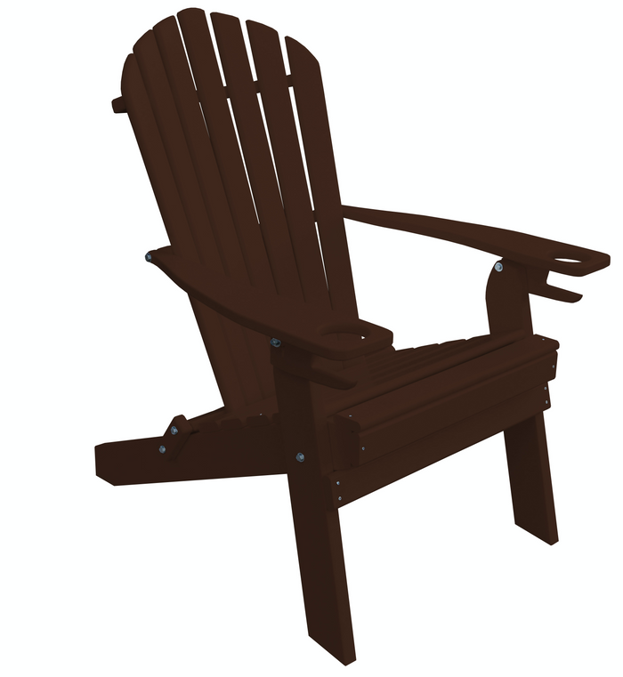 poly folding adirondack chair with cup holder and arm rest tudor brown