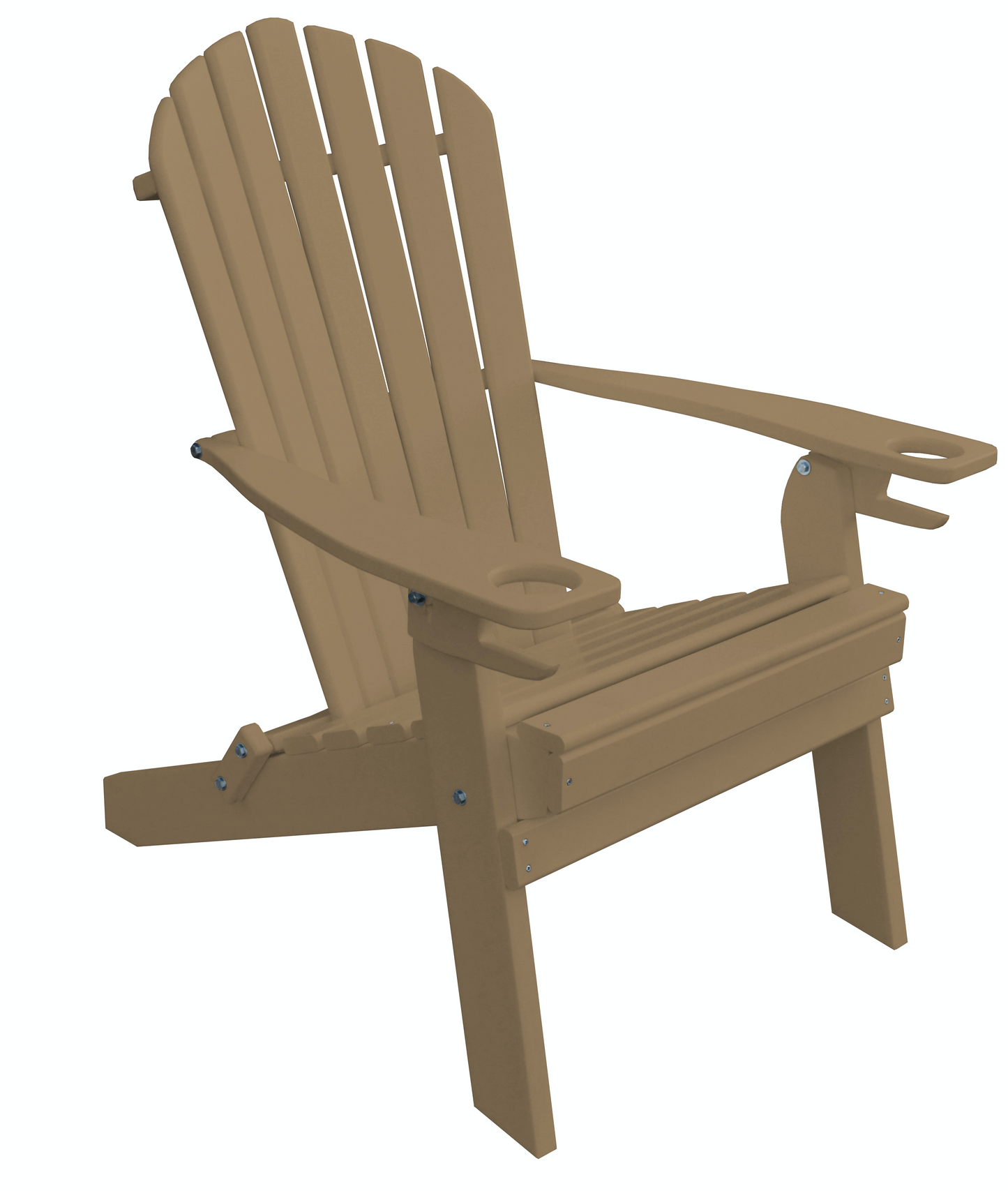 poly folding adirondack chair with cup holder and arm rest weathered wood