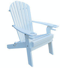 poly folding adirondack chair with cup holder and arm rest white