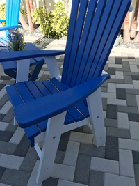 a&l recycled plastic upright adirondack chair blue on white