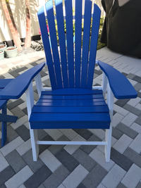 a&l recycled plastic upright adirondack chair blue on white