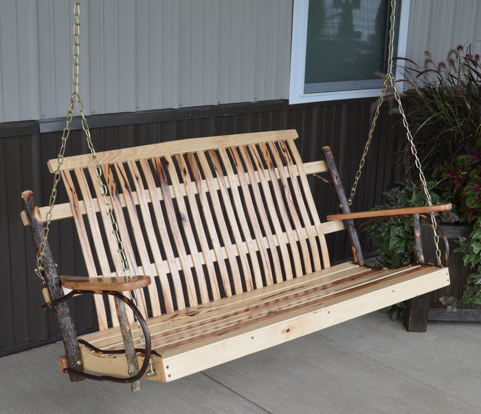 A&L Furniture Co. Amish Bentwood 5' Hickory Porch Swing  - Ships FREE in 5-7 Business days - Rocking Furniture