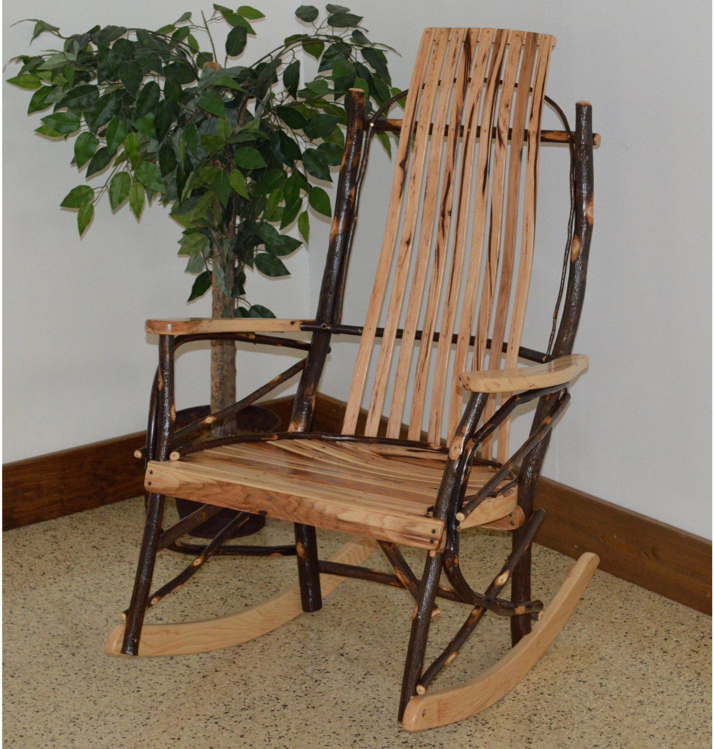 A & L Furniture Co. Amish Bentwood Hickory 9-Slat Rocking Chair  - Ships FREE in 5-7 Business days - Rocking Furniture