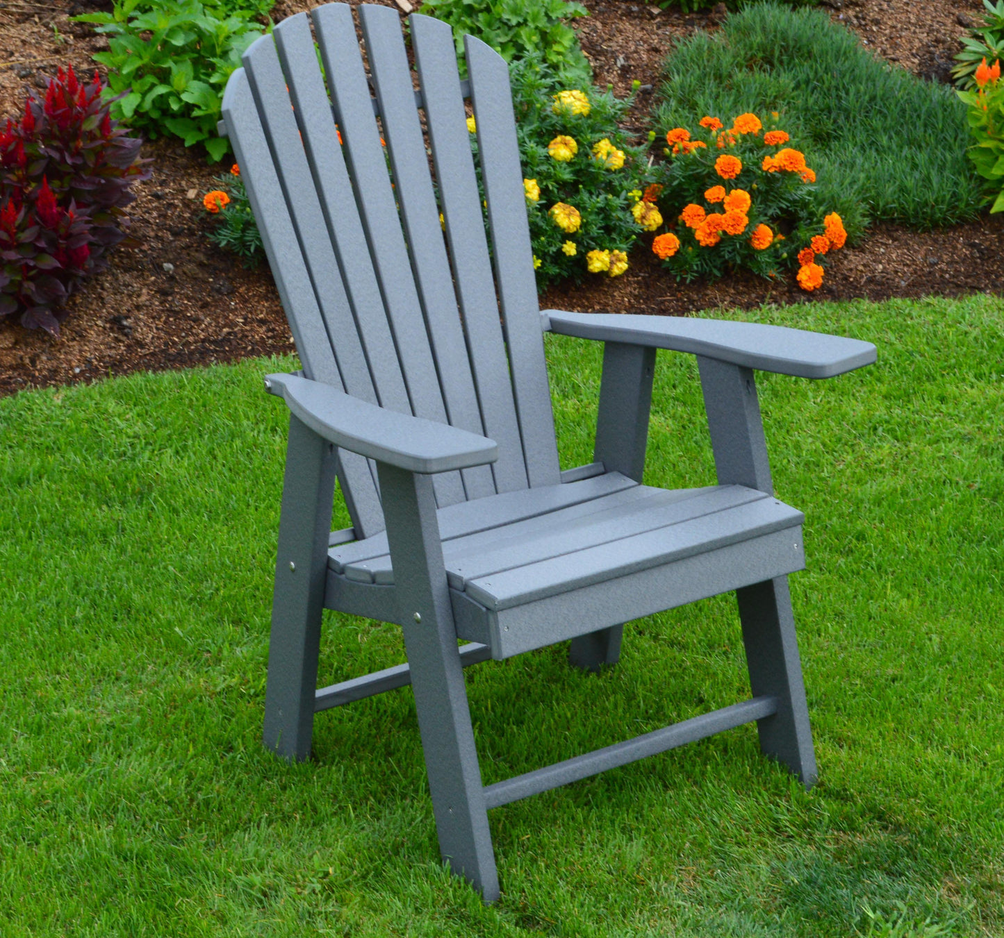 a&l recycled plastic upright adirondack chair dark gray