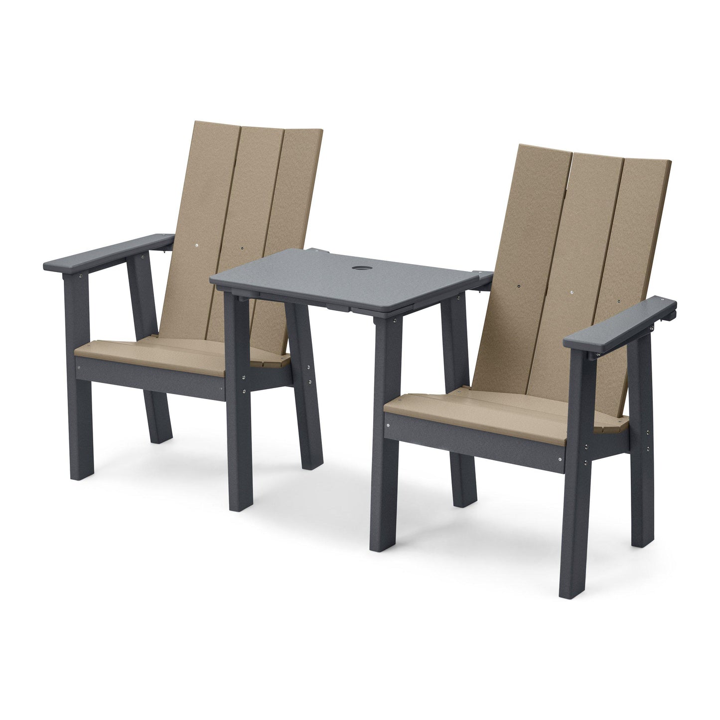 Perfect Choice Recycled Plastic Stanton Upright Adirondack Tete-A-Tete Chair Set - LEAD TIME TO SHIP 4 WEEKS OR LESS