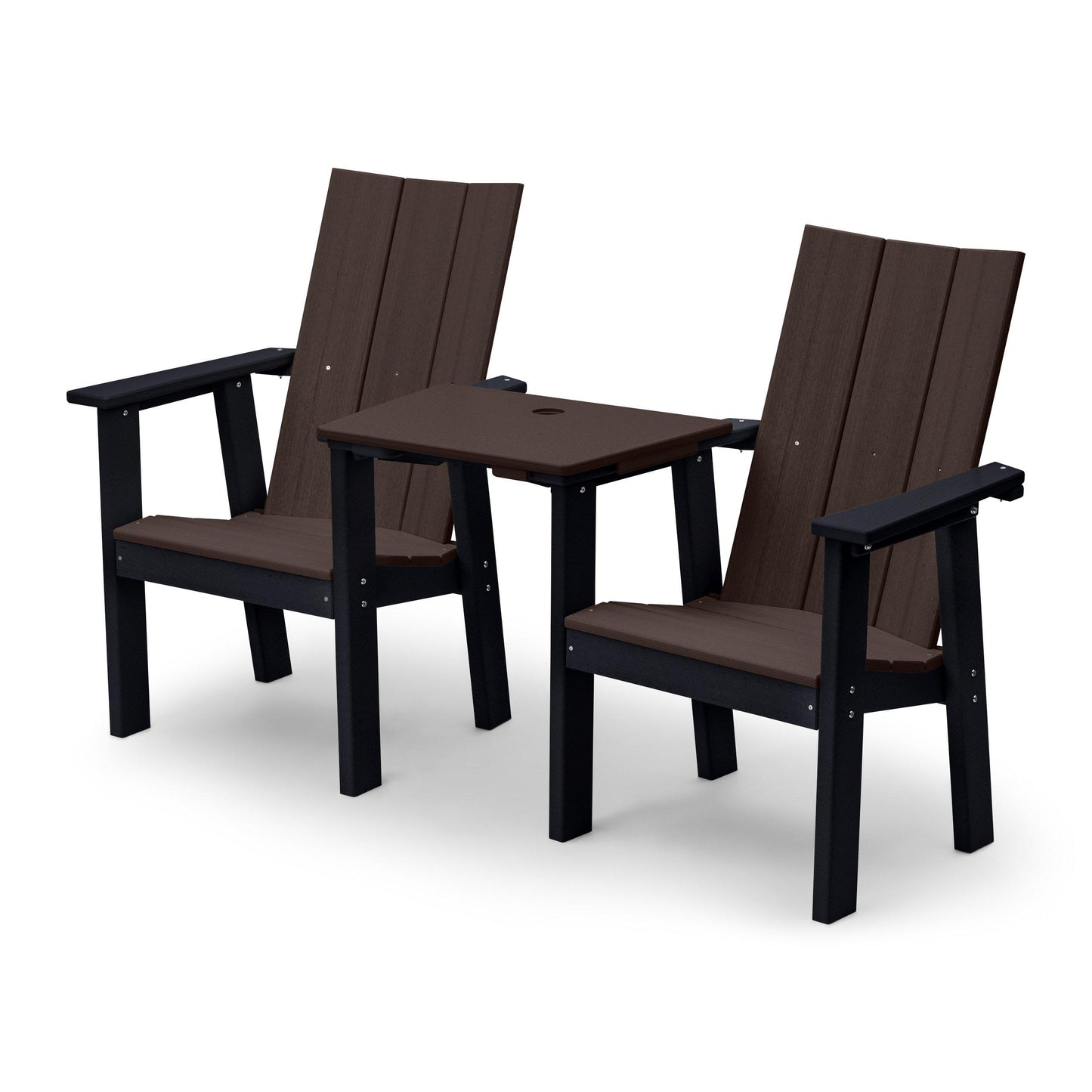 Perfect Choice Recycled Plastic Stanton Upright Adirondack Tete-A-Tete Chair Set - LEAD TIME TO SHIP 4 WEEKS OR LESS