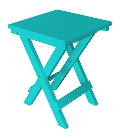A&L Furniture Co. Recycled Plastic Square Folding Bistro Table - Aruba Blue