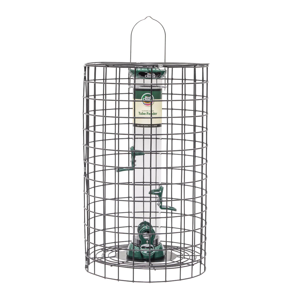 Birds Choice Squirrel Proof 18 Inch Clever Clean Tube Feeder with 4 Perches and Wire Cage - Ships Within 7 to 10 Business Days