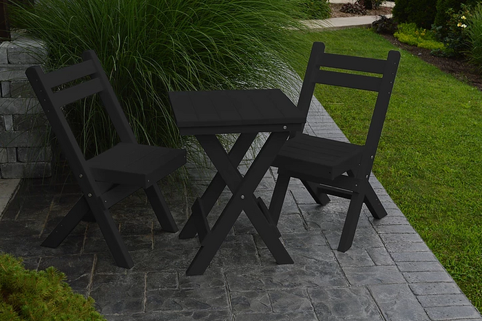 A&L Furniture Company Recycled Plastic Amish Coronado Square Folding Bistro Set - Black
