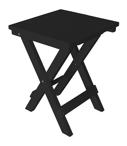 A&L Furniture Co. Recycled Plastic Square Folding Bistro Table - Black