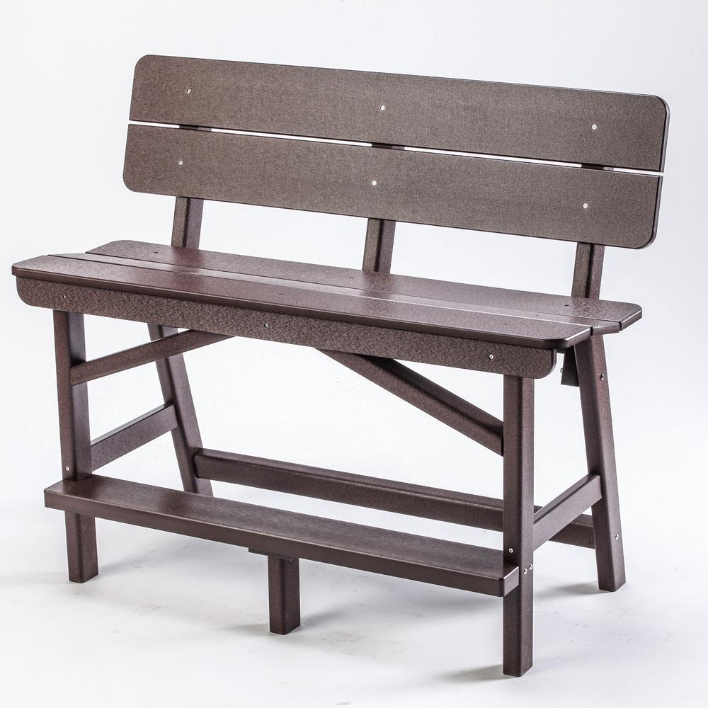Perfect Choice Recycled Plastic Classic Standard Bar Height Bench With Back - LEAD TIME TO SHIP 4 WEEKS OR LESS