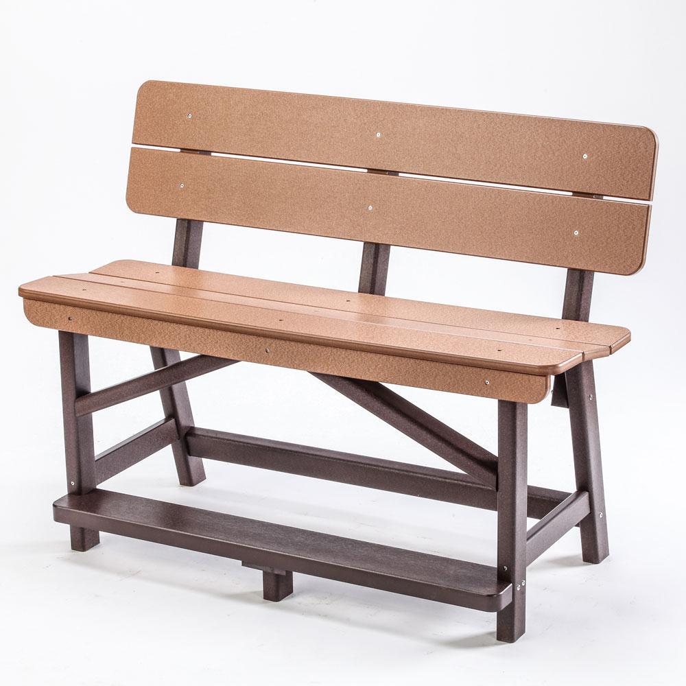 Perfect Choice Recycled Plastic Classic Standard Counter Height Bench With Back - LEAD TIME TO SHIP 4 WEEKS OR LESS