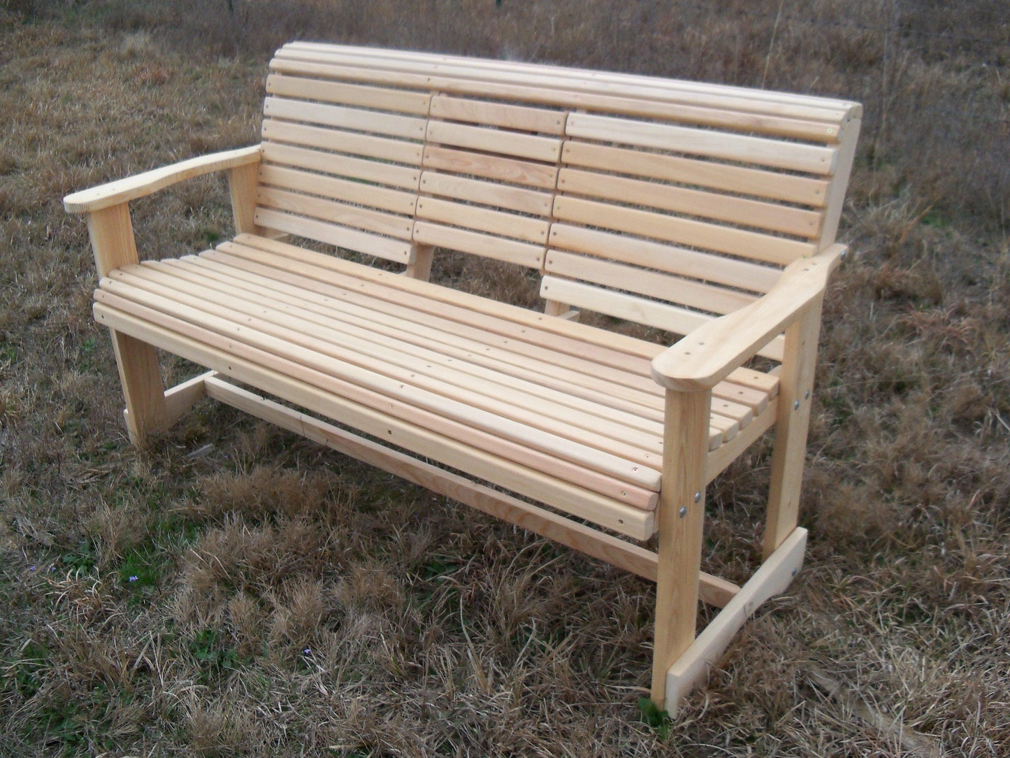 LA Swings Inc. 5ft Cypress Rollback Outdoor Stationary Bench with Flipdown Center Console - LEAD TIME TO SHIP  (UNFINISHED 7 BUSINESS DAYS) - (FINISHED 15 BUSINESS DAYS)