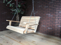 la cypress roll back porch swing unfinished side view