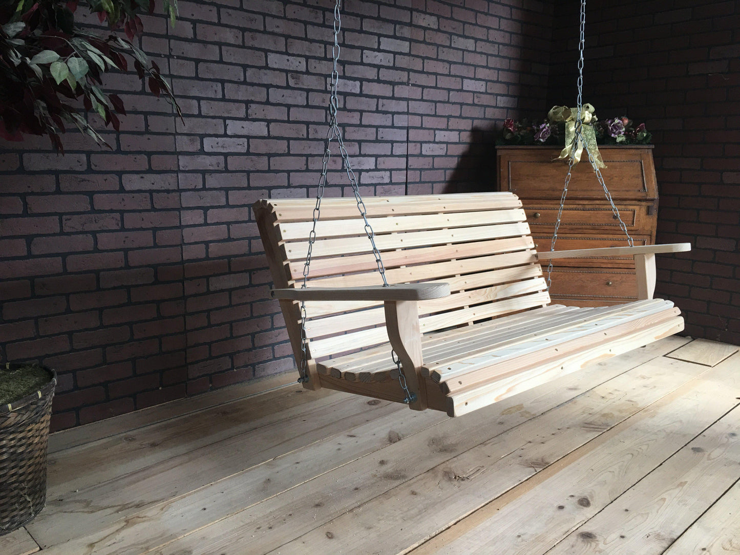 LA Swings Inc 4ft Cypress Roll Back Porch Swing - LEAD TIME TO SHIP  (UNFINISHED 7 BUSINESS DAYS) - (FINISHED 15 BUSINESS DAYS)