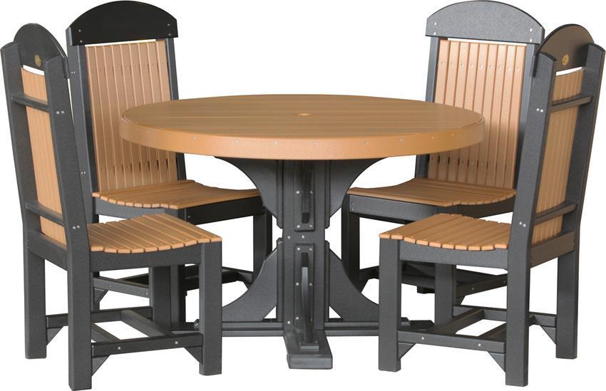 LuxCraft Recycled Plastic 4' Poly Round Dining Height Table Set with Four Classic Dining Side Chairs - LEAD TIME TO SHIP 3 TO 4 WEEKS