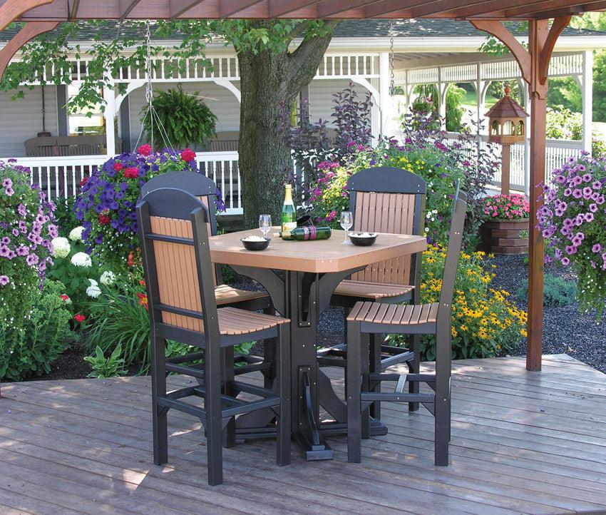 LuxCraft Recycled Plastic 41" Square Poly Table Set with 4 Classic Side Chairs (BAR HEIGHT) - LEAD TIME TO SHIP 3 TO 4 WEEKS