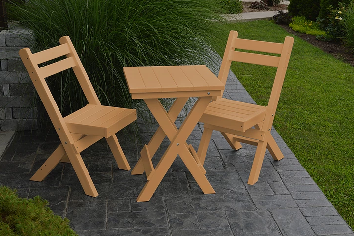 A&L Furniture Company Recycled Plastic Amish Coronado Square Folding Bistro Set - Cedar