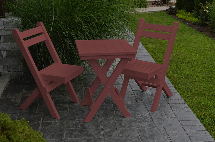 A&L Furniture Company Recycled Plastic Amish Coronado Square Folding Bistro Set - Cherrywood