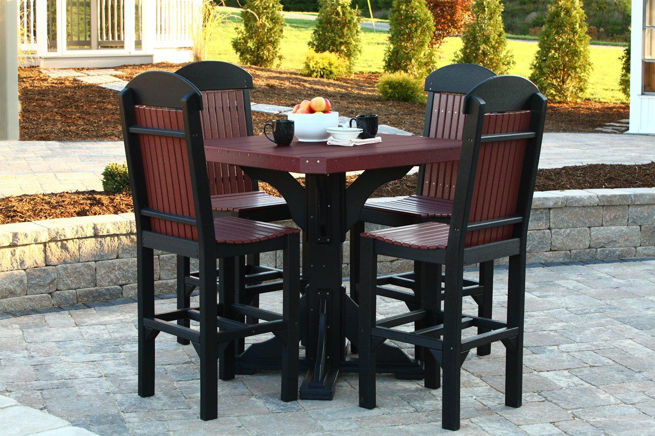 LuxCraft Recycled Plastic 41" Square Bar Height Poly Table Set with4 Classic Bar Side Chairs - LEAD TIME TO SHIP 3 TO 4 WEEKS