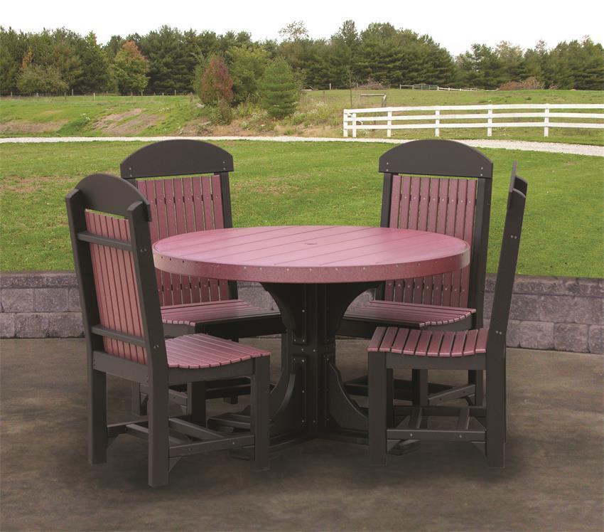 LuxCraft Recycled Plastic 4' Poly Round Dining Height Table Set with Four Classic Dining Side Chairs - LEAD TIME TO SHIP 3 TO 4 WEEKS