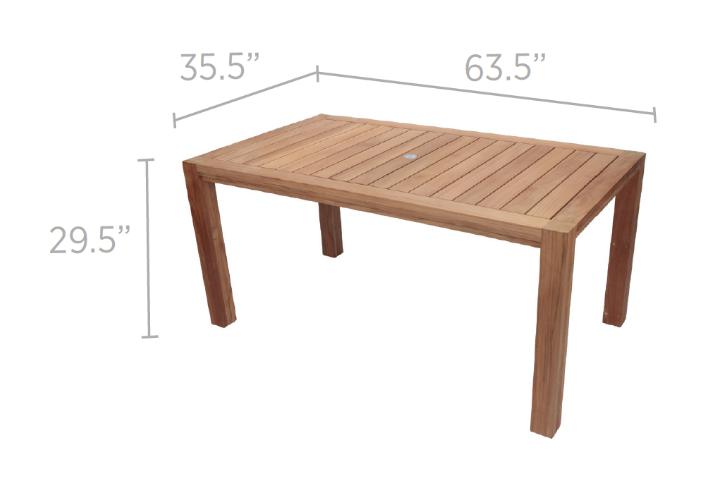 Royal Teak Collection Outdoor  63" Comfort Table - SHIPS WITHIN 1 TO 2 BUSINESS DAYS