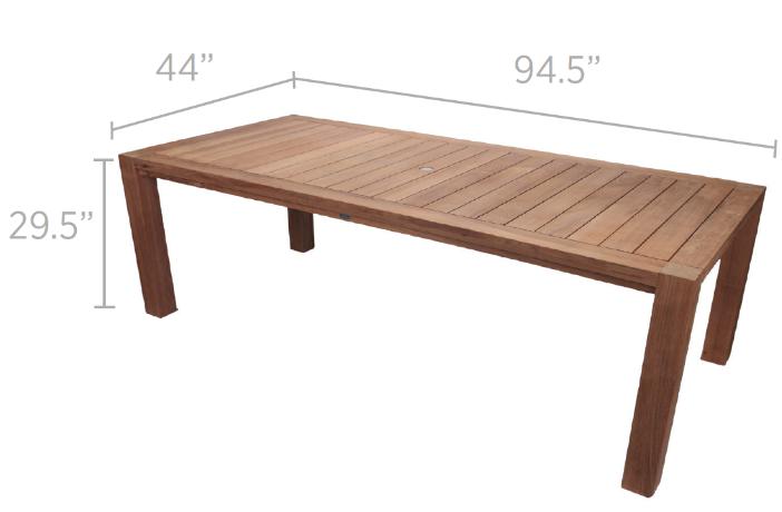 Royal Teak Collection Outdoor Comfort Patio Table 96" - SHIPS WITHIN 1 TO 2 BUSINESS DAYS