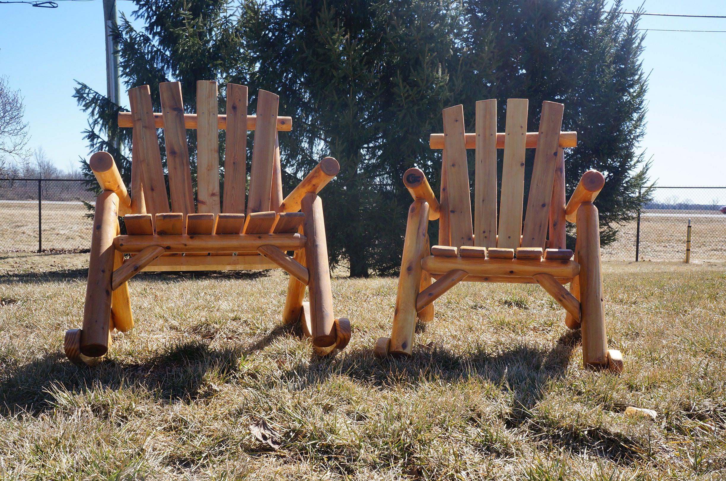 Oversized Outdoor Rocking Chair Big and Tall Log Porch Rocker