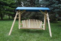moon valley rustic 5ft cedar lawn swing unfinished with pacific blue canopy
