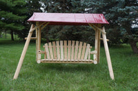 5ft unfinished lawn swing with red canopy