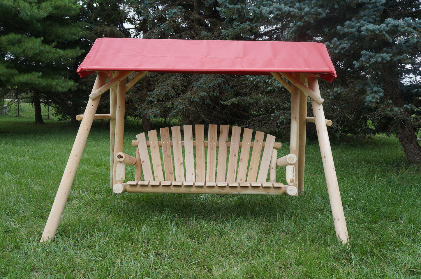 moon valley rustic 5ft unfinished lawn swing with red canopy